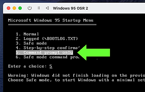 Select 'Command prompt only' and press 'Enter'